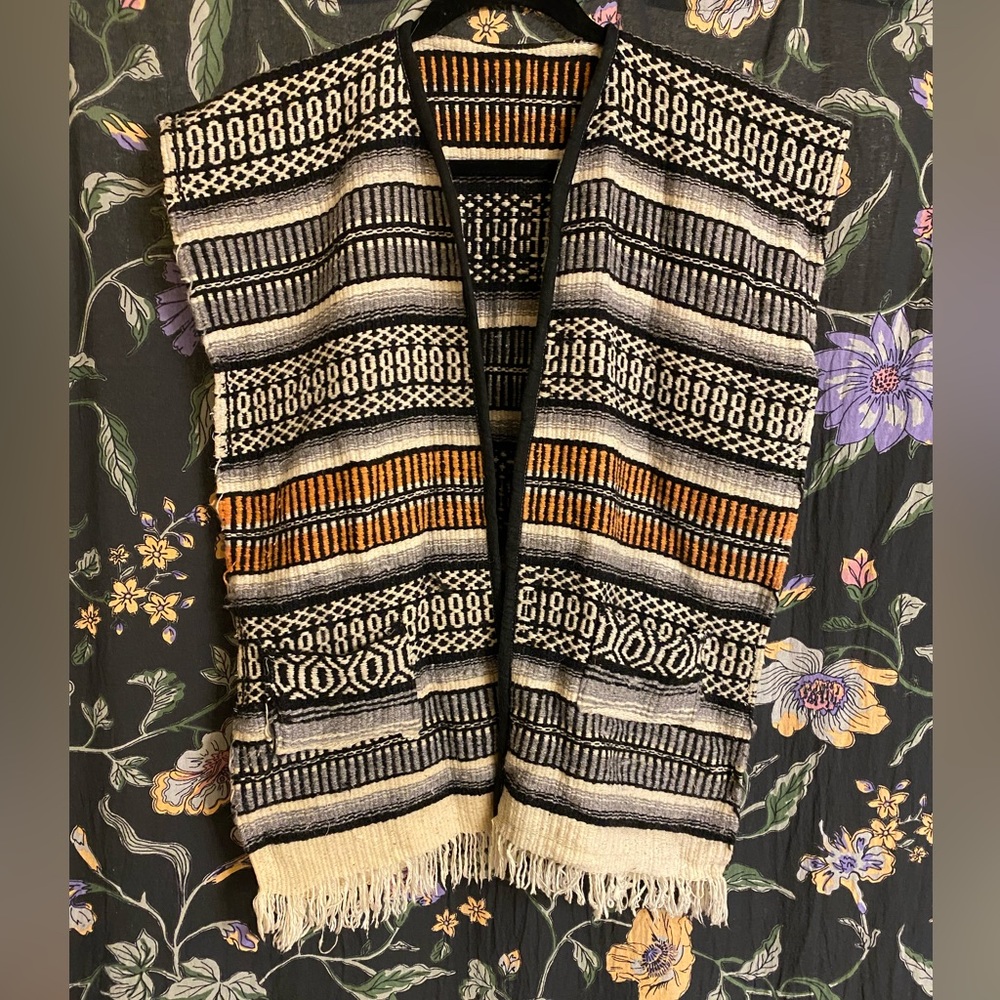 Vintage - Mexican Blanket Shrug Poncho